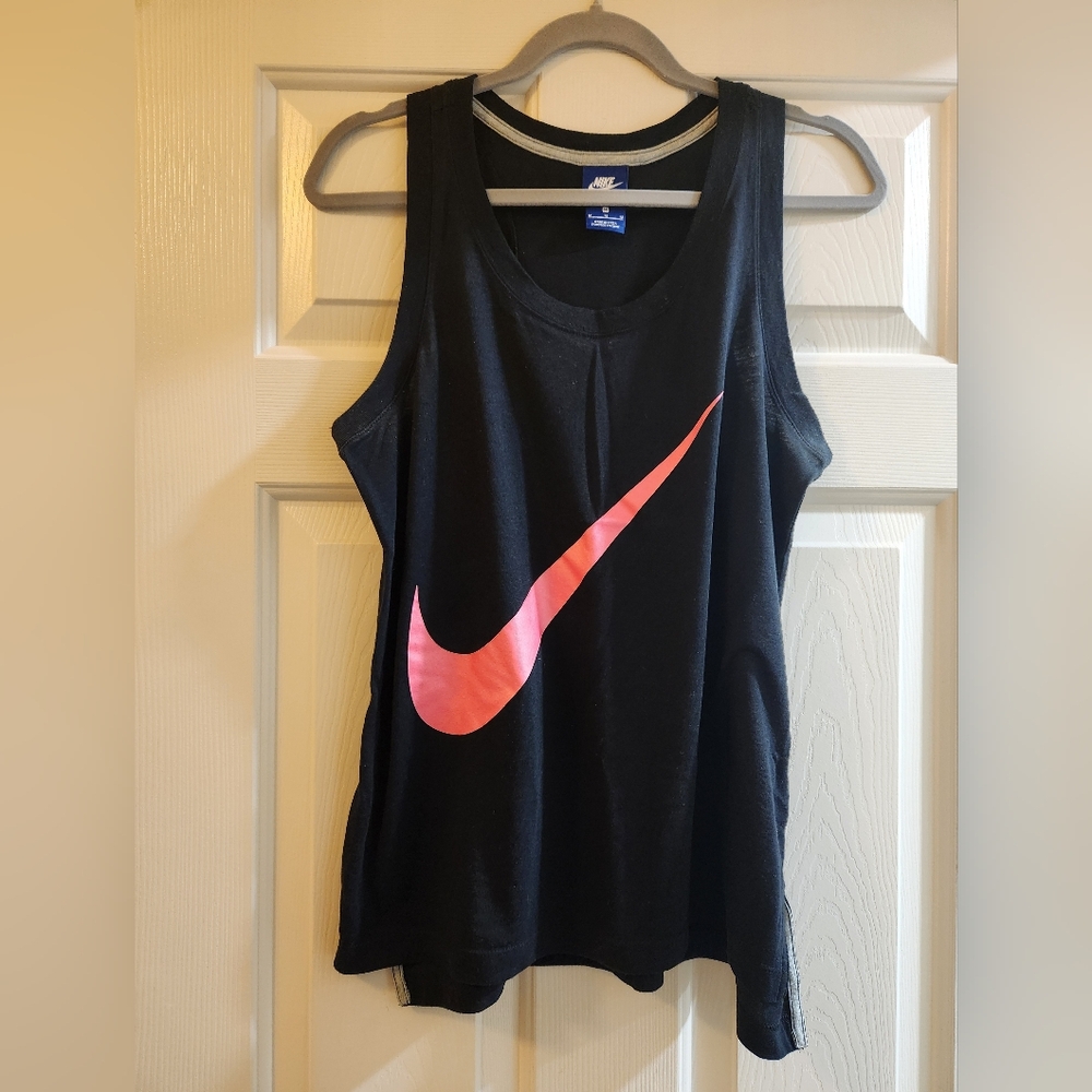 Nike Women's Black Tank with Coral Pink Swoosh